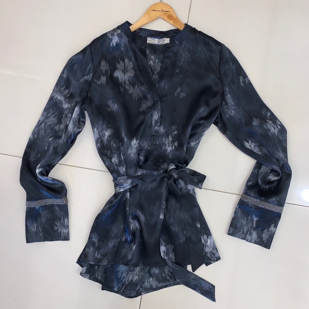 Silk Tunic with Waist Tie & After 5 Cuff Size M